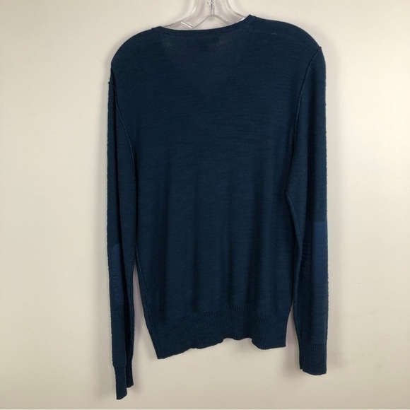 John Varvatos Teal V-Neck Sweater Elbow Patches WORN ON CW'S LEGACIES - Picture 4 of 11